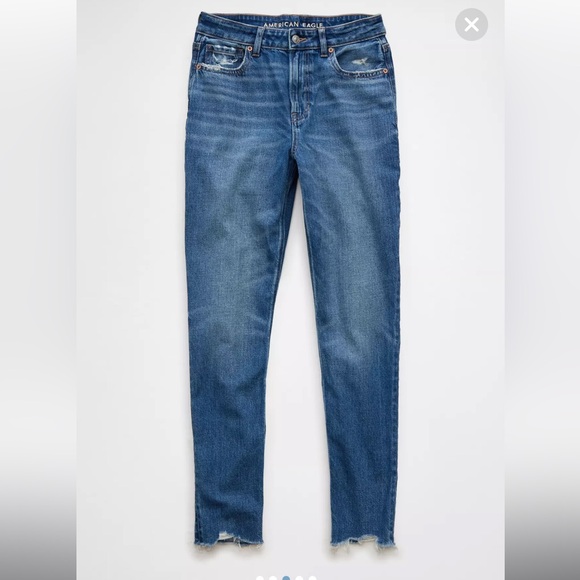AE American Eagle Strigid Mom Jean Deep Sea Blue Women’s Size 4 Regular - Picture 3 of 4